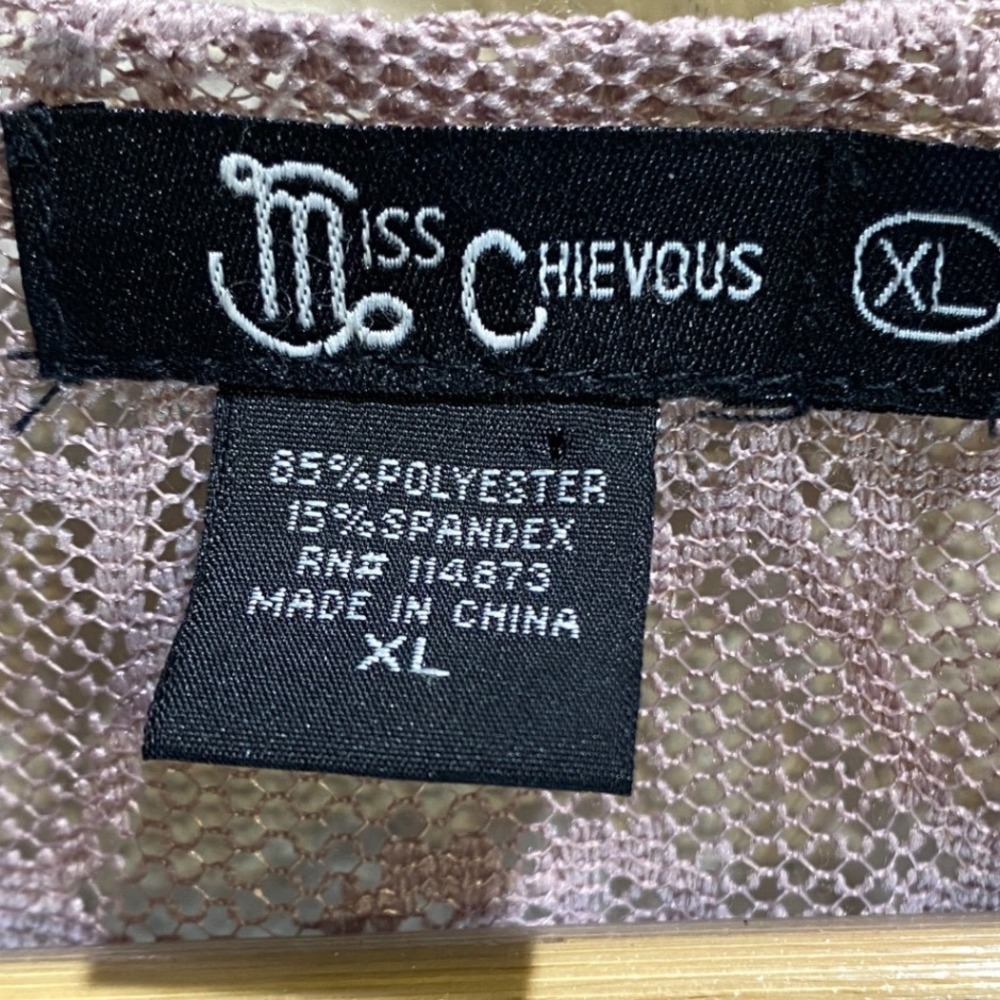 Miss Chievous Womens XL Mauve Pink Kimono Sheer Lace Tie Front Shrug Bolero Top - Picture 5 of 8